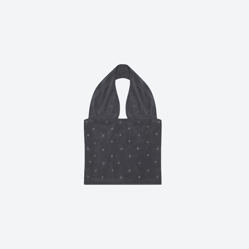 Cutout Hotfix Halter-neck Top
